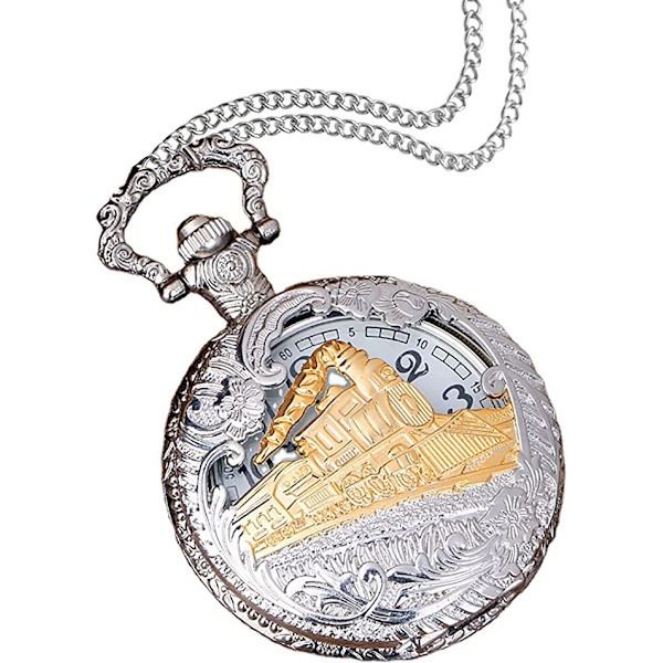 Vintage kvartsfickur (Silver), Steampunk fickur för män