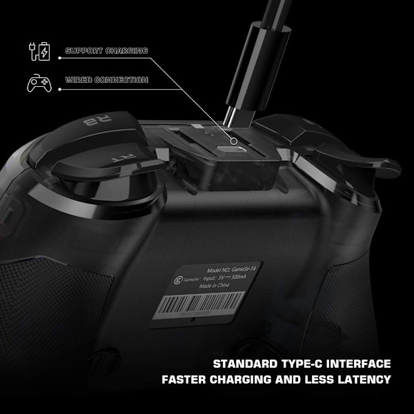 T4 Pro Bluetooth Trådløs Controller til Switch, Switch Pro Controller med LED-baggrundsbelysning, Turbo Gam