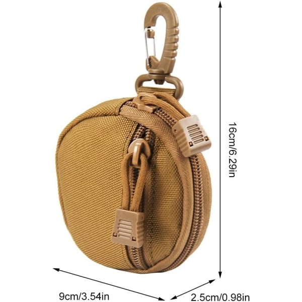 Taktisk bæltepose, Mini rund Molle-pung, 1000D møntpose,
