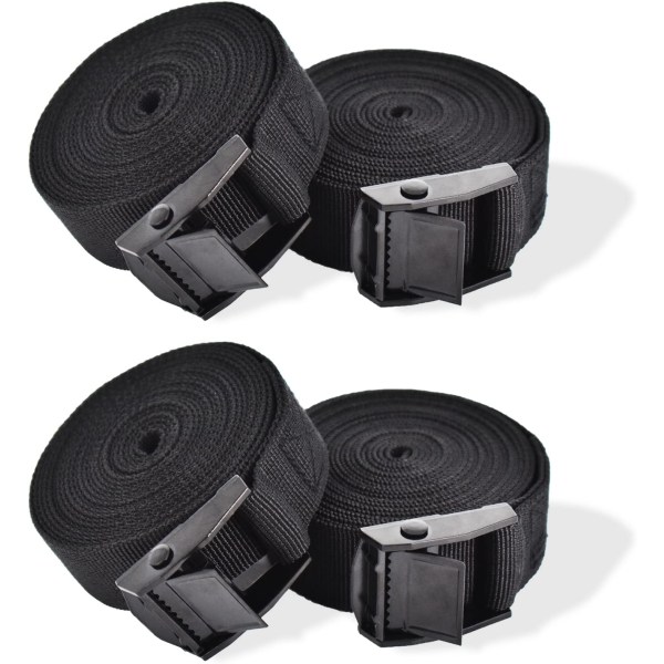 4 surringsstropper 3m med spænde, 25mm strop, sort