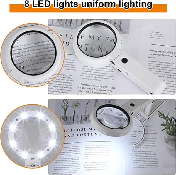Lighted Magnifier - Bærbar Lighted Magnifier 5X, 11X Magnifier