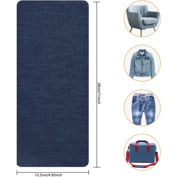 15 stykker Iron-on patches, stort patches sæt 28×12,5 cm, Denim Fa