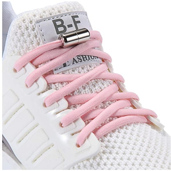 Pink 2 par elastiske snørebånd til børn og voksne - elastiske gummibånd med metalspænde - snørebånd uden snøring - sports-skosnørebånd til alle sko