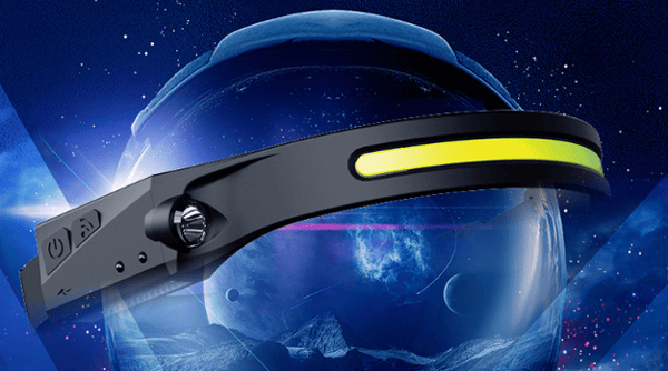 USB-oppladbar LED-hodelykt med fire kroker og USB-lading c