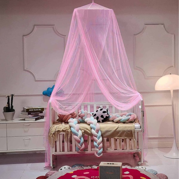 Rosa myggnätsäng Princess Dome hängande sänghimmel för barn