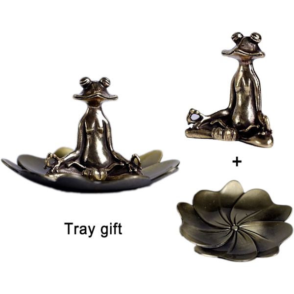 Mässing Meditation Groda Statyett Figur Mässing Rökelsehållare F
