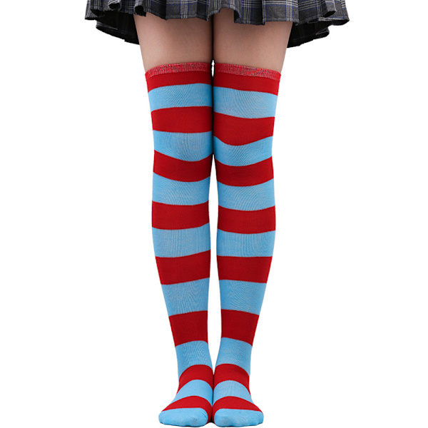 Fashion Women Colourful Striped Thigh High Long Sock Girl Over The Knee Stocking