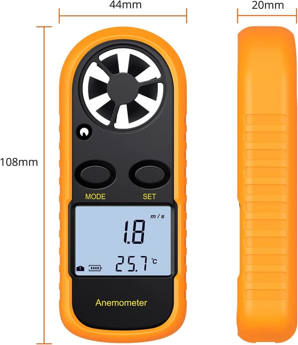 LCD Digital Anemometer Vindhastighedsmåler Luftstrømshastighedsmåler