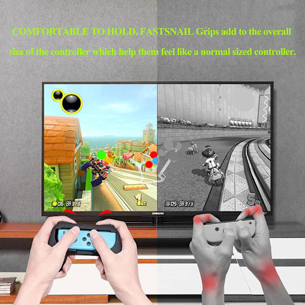 Sæt med 4 greb, der er kompatible med Nintendo Switch&OLED, Grip Compat
