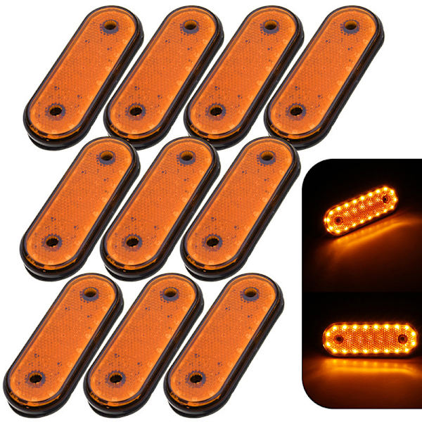 10 stk 12V sidemarkering gult 20LED markeringslys sidemarkering LED Trusk-lampe pickup lastebil sidemarkeringlys for lastebil