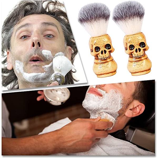 Barber Salon Skæg Shaving Skull Hoved Håndtag Barbering Pensel (Guld)
