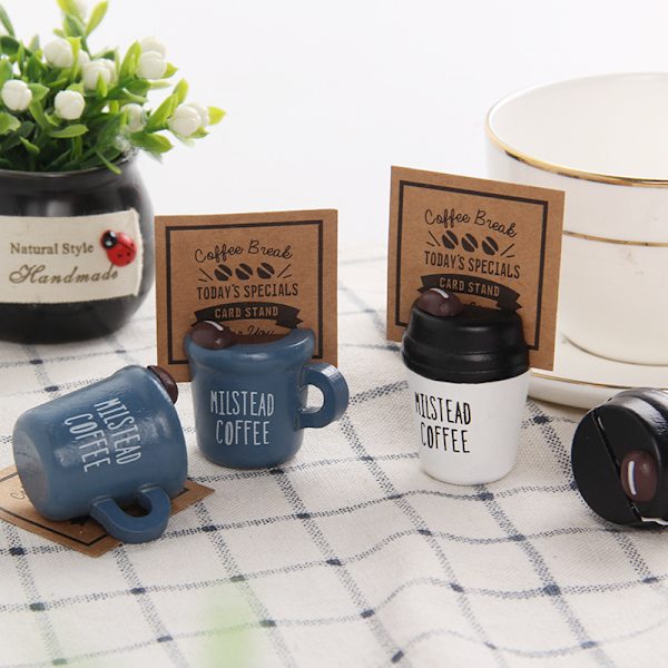 4 kreative minimalistiske kaffekop besked klip visitkort holder