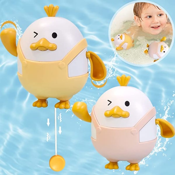 2 Pack Wind Up Baby Bath Toys Cute Swimming Duck Clockwork Toys