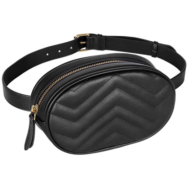Fanny Packs för kvinnor, fashionabla, svarta läder midjeväska