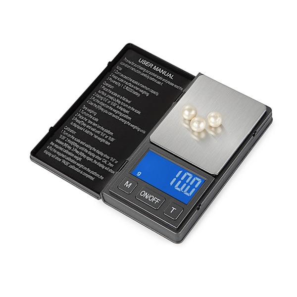 Mini Våg, 500g x 0.01g Digital Fickvåg, Gramvåg med LCD-Display, Tara, Batteri Ingår