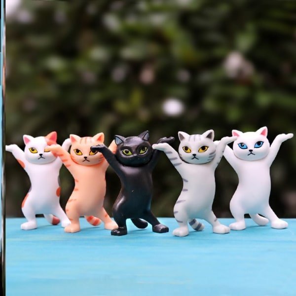 Sett med 5 dansende katter og penneholder, Funny Cat pennholder, Danc