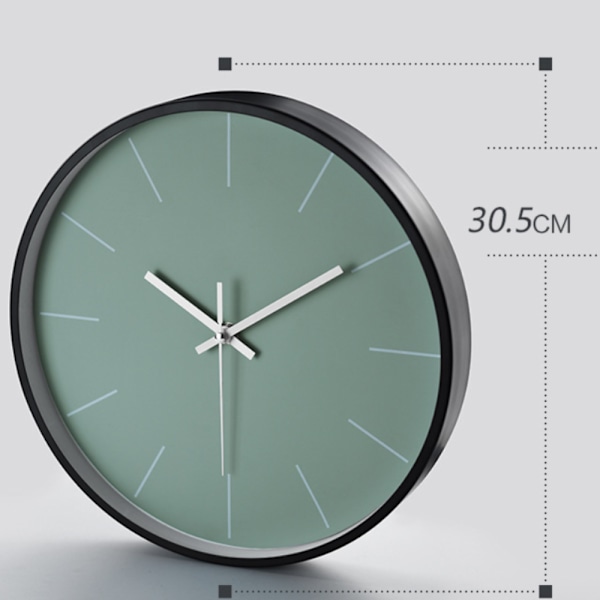 12 tommer grøn minimalistisk kvarts vægur til stue soveværelse