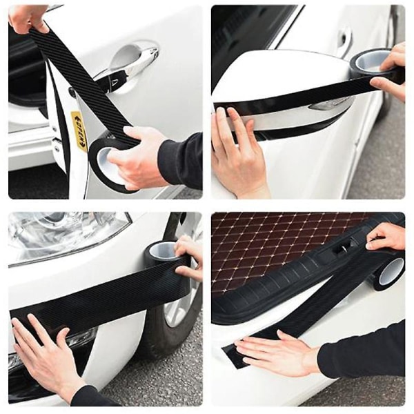 3D Carbon Fiber Car Sticker DIY Paste Protector Strip Auto Door S
