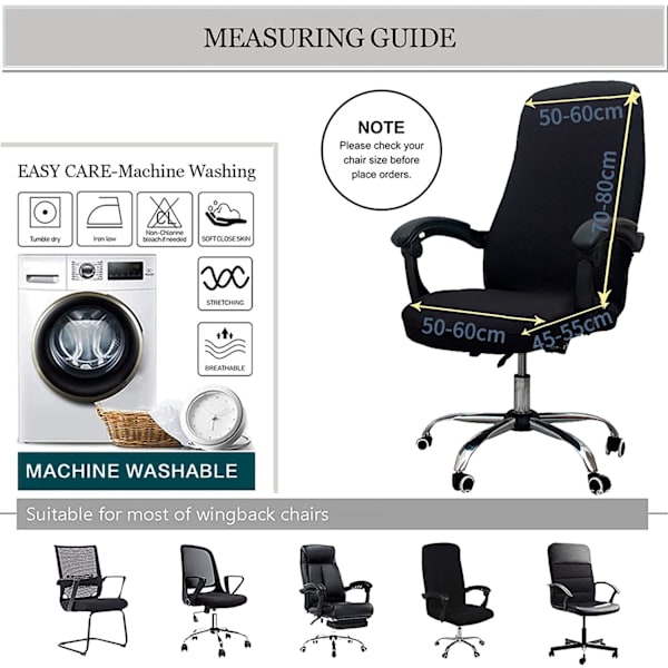 Stretch Computer Office Chair Cover, Universal Removable Was