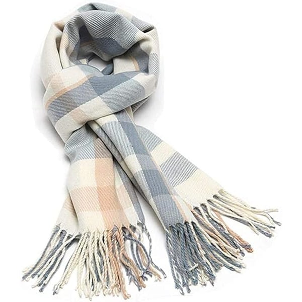 Women's Fashion Plaid Soft Scarf - Powder Blue Winter Women Warm