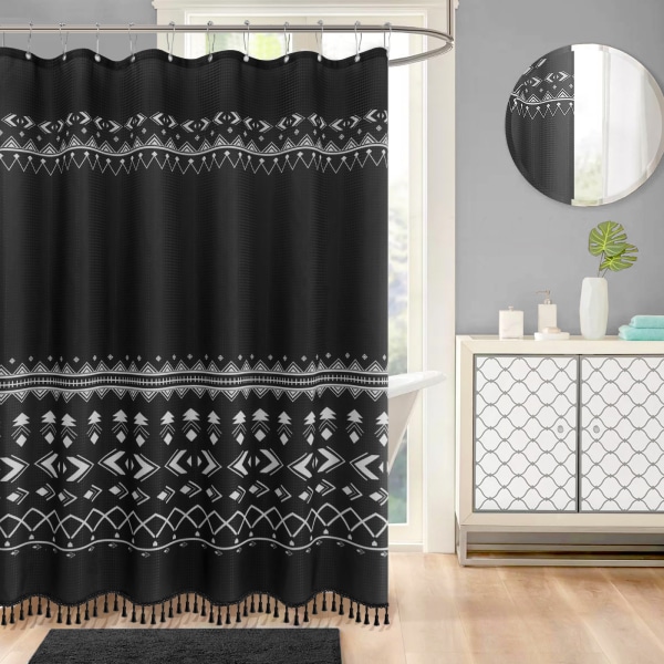 Shower curtain 180 x 180 cm Bohemian black shower curtain Waterpr