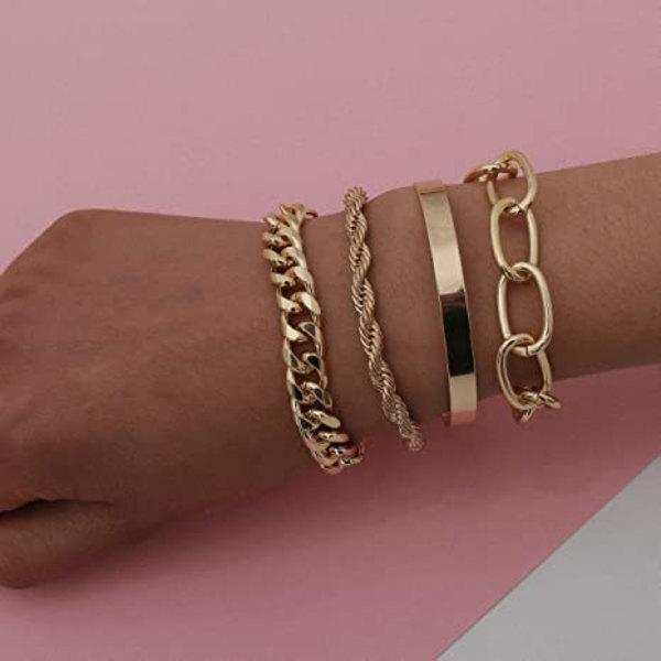 Sæt med 4 enkle armbånd i aluminium
