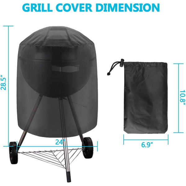 Kettle BBQ Grill Cover, Rundt Grilltrekk  Grilltrekk for Kullgrill