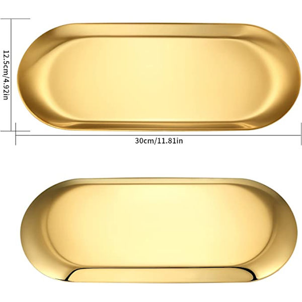 30 * 12 cm, Guld förvaringsbricka, Serveringsbrickor i rostfritt stål, C