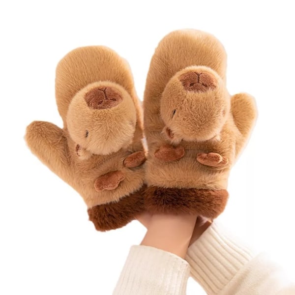 Plush Kapibara Handsker Dyr Vinter Handsker Bløde Bløde Handsker Vinter
