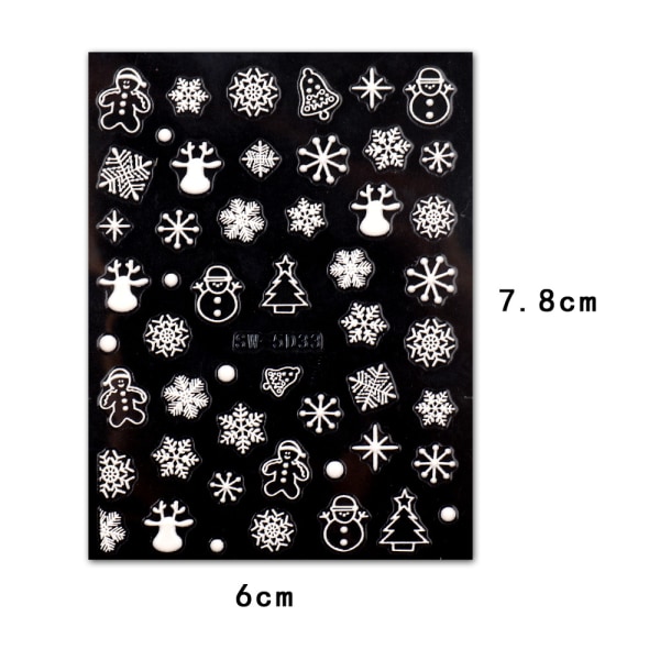 4 nye Nail Art juleklistermærker 5D prægede neglestickers