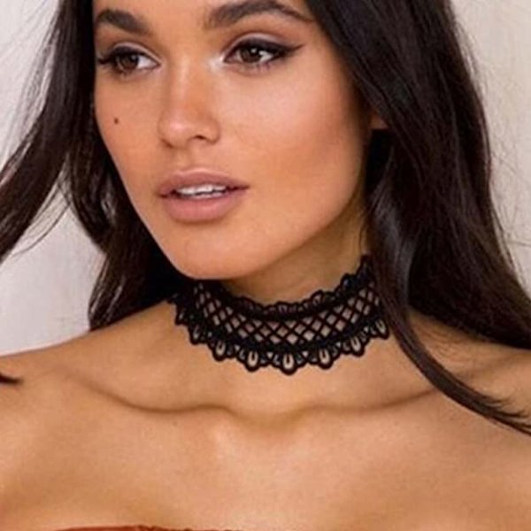 15 stk. Kvinders sorte choker-ring, pigers elastiske, strækbare, lige