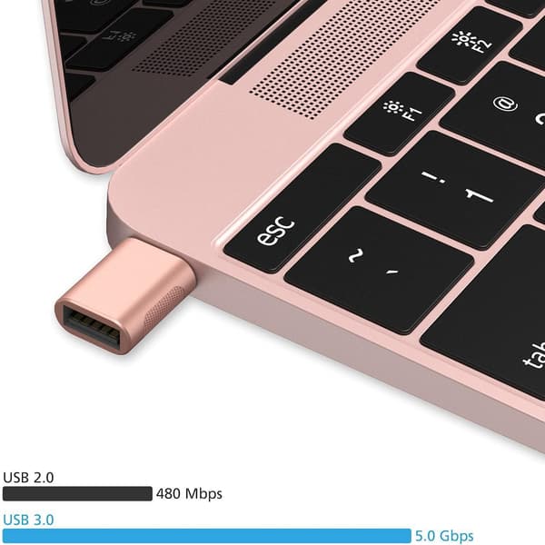 Ruusukullanvärinen USB C - USB -sovitin (2-pakkaus), USB-C - USB 3.0 -sovitin