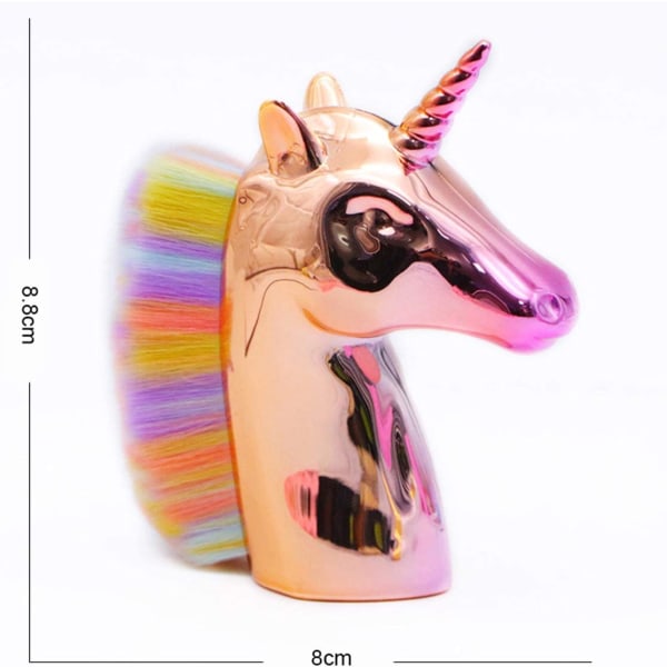 Rainbow Colorful Unicorn Dust Brush: Neglebørste med blød og de