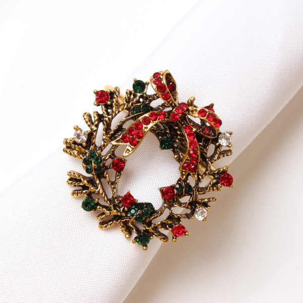 Set of 6 Wreath Napkin Rings for Christmas Dinning Table Set