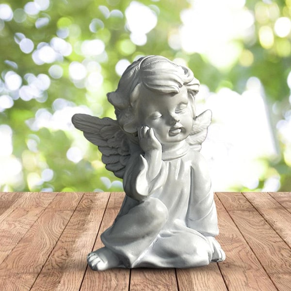 Desktop Angel Skulptur, Resin Søt Liten White Angel Girl Statu