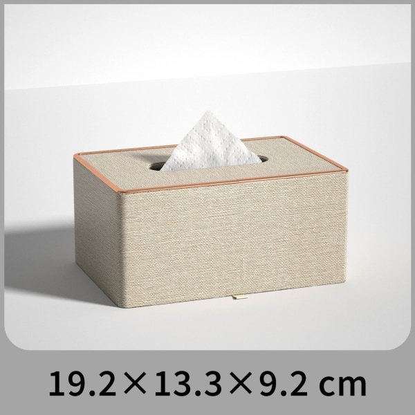 A Linen White Gold Rim Small Size Tissue Box, Leather Cosmetic T