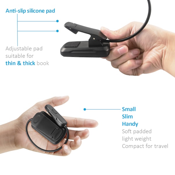 Leselampe 9 LED Leselampe Klipslampe USB Oppladbar 9 B