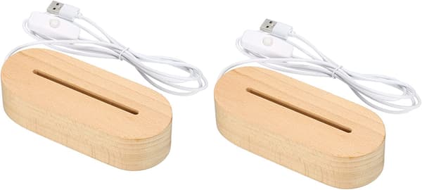 Trä LED-ljusbasstativ, 2-pack oval trä 3,74\" x 0,2\" Wa