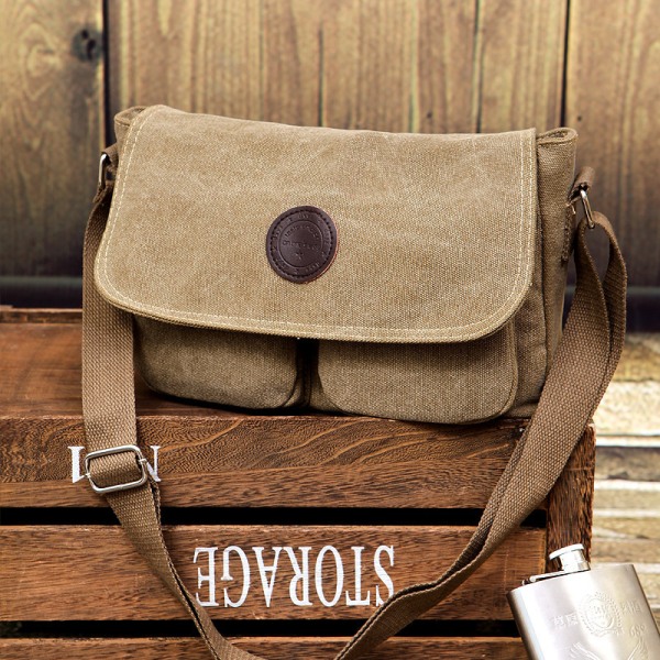 10" skulderveske i lerret (unisex Khaki), iPad Messenger Bag, menn/ 5ca2 |  Fyndiq