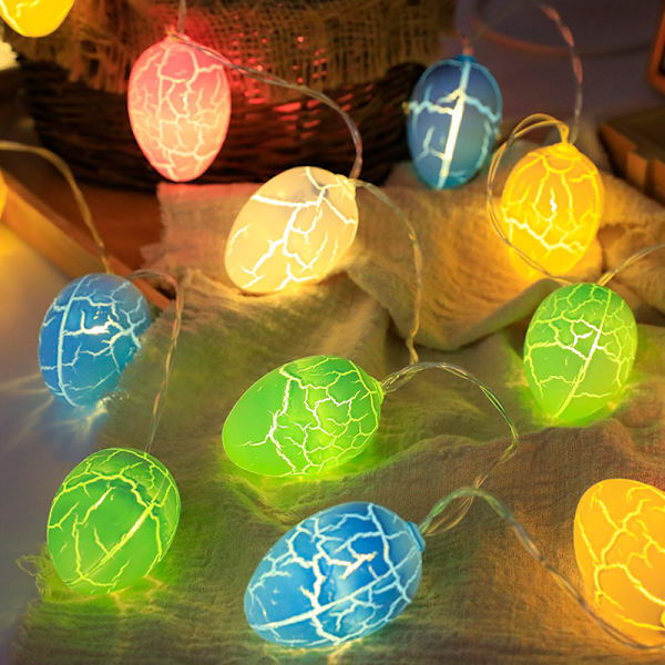 Batteridriven LED-ljusslinga med spruckna ägg, påskägg, kärlek och stjärnor