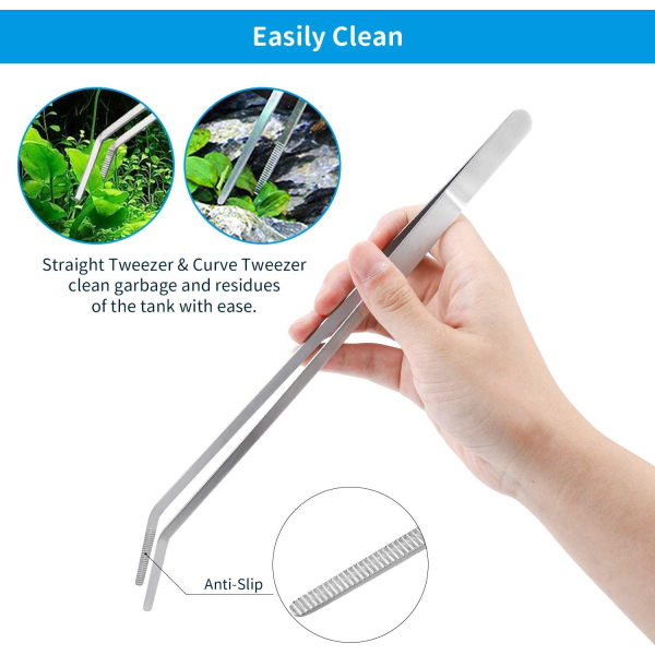 5 delar rostfritt stål akvarium verktyg, nybörjare akvarium kit,