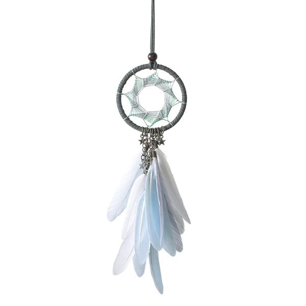 (Grå) Drömfångare Handemade Dreamcatcher Grå Fjäder Vägg Ha