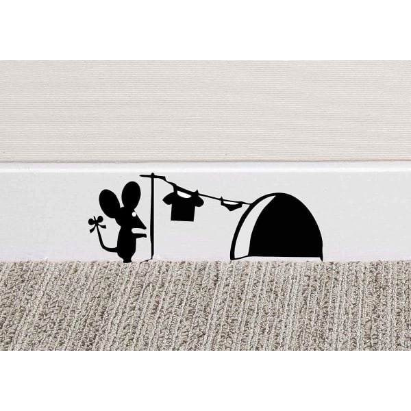 Mouse Hole Wall Art Sticker Tvätt Vinyl Dekal Möss Hem Skirti