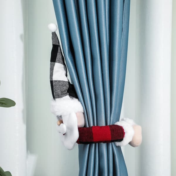 2-pack julgardinband med spänne, tomte och snögubbe