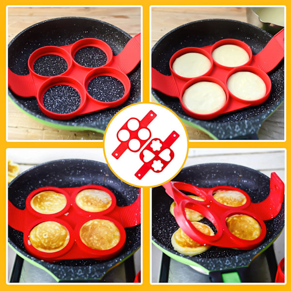 2 stk. Silikonpannekakeform, Non-Stick kakeform, Egnet for Panc