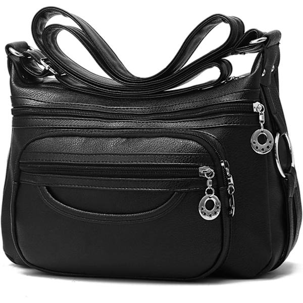 Kvinnlig axelväska, Cusual Multi-pockets PU Läder Handväska Sho