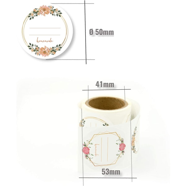 Selvklæbende etiketter 50 mm Blomsterdesign (200)