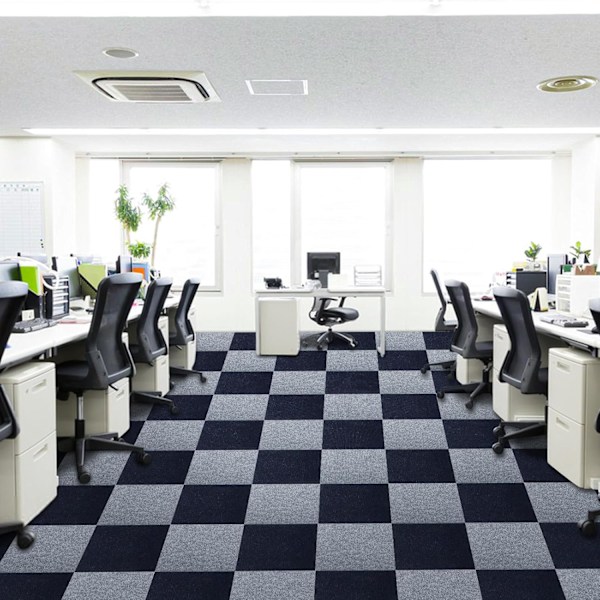 Teppefliser 30 x 30 cm Selvklebende Teppefliser Sklisikre Gjenbrukbare Teppeflater (10 stk) Dark Blue