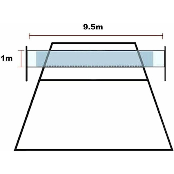 Volleyballnet til udskiftning - Standardstørrelse (9,5 m x 1 m) - med stålkabel - forstærkede sideremse - til strand, have, pool, indendørs og udendørs (kun net)