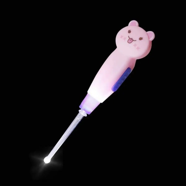 Søt tegneserie LED-lommelykt øreplukk ørevoksfjerner med Scoop Tw pink